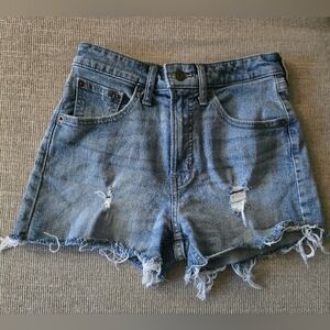 Lucky Brand Blue Distressed Jean Shorts Womans Size 0 Highrise